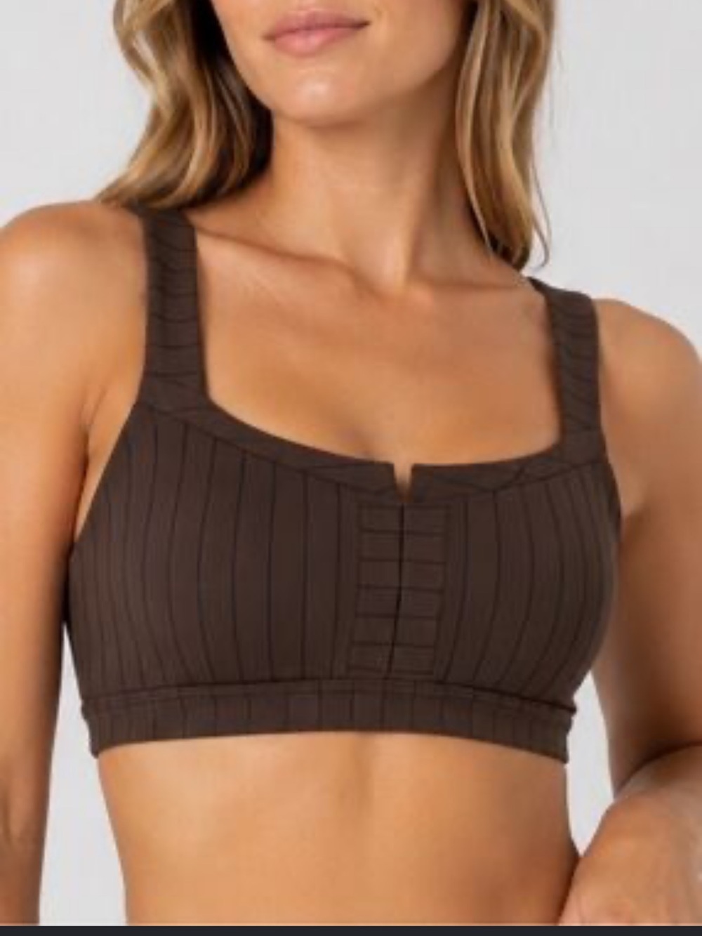 ALO Yoga Chocolate Ribbed Padded Bralette